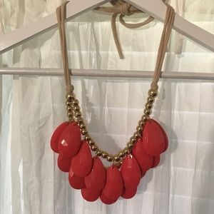 Coral Teardrop Statement Necklace